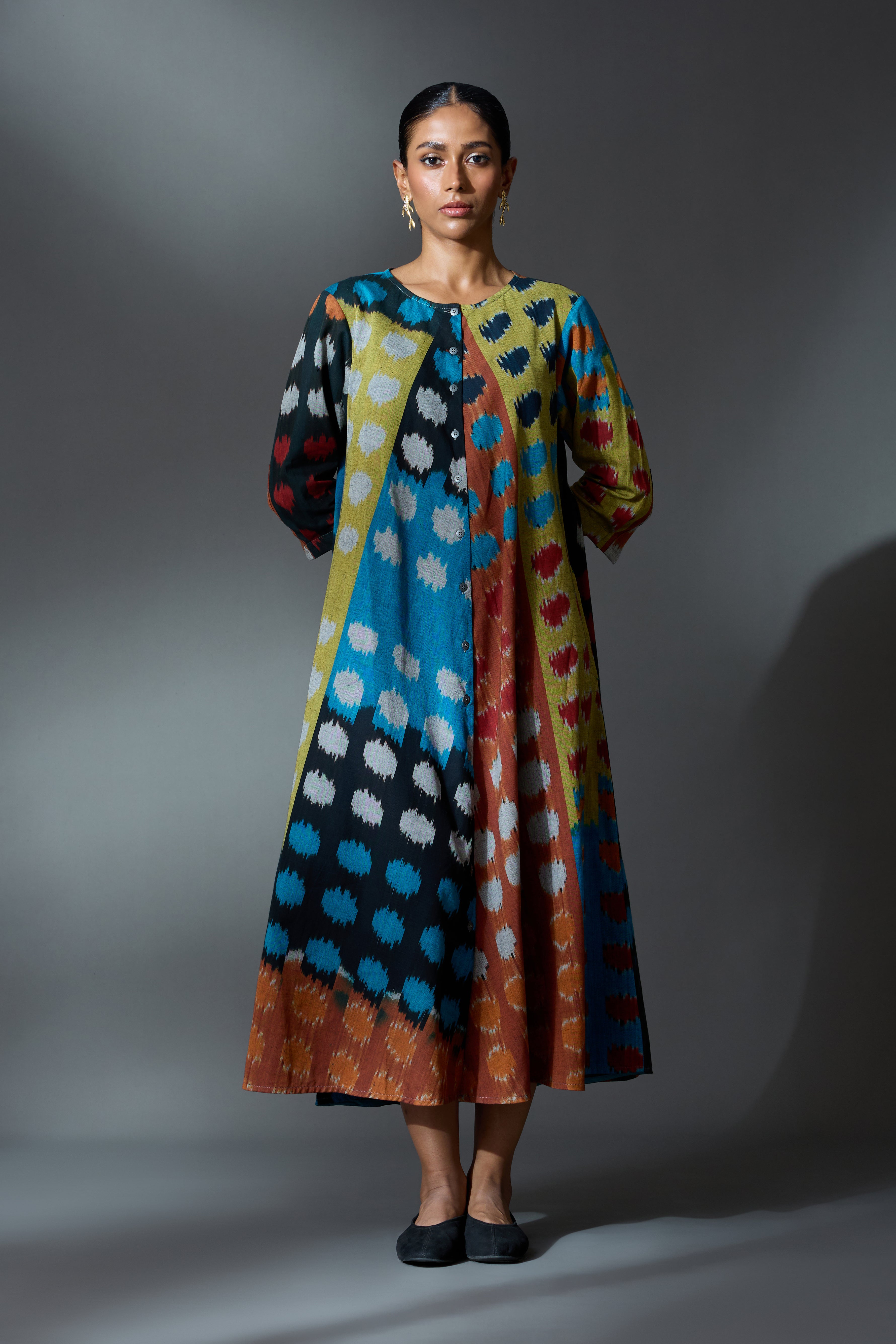 RHYTHM BIAS BUTTON DRESS