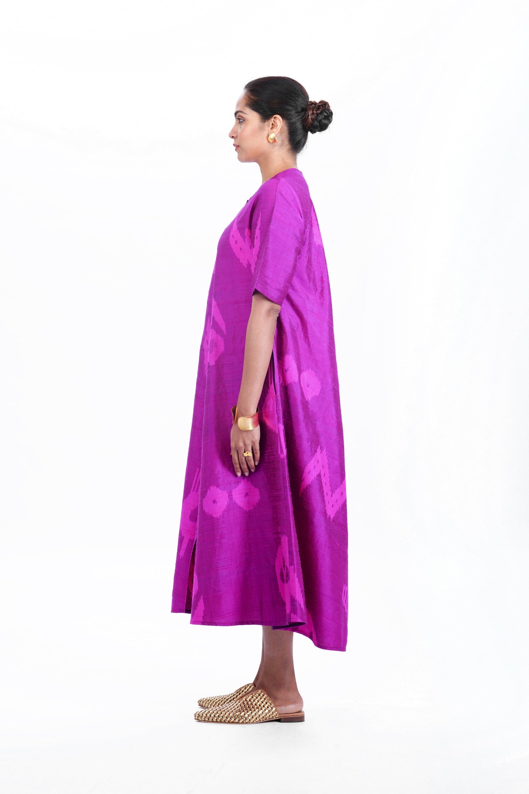 TOURMALINE BIAS BUTTON DRESS