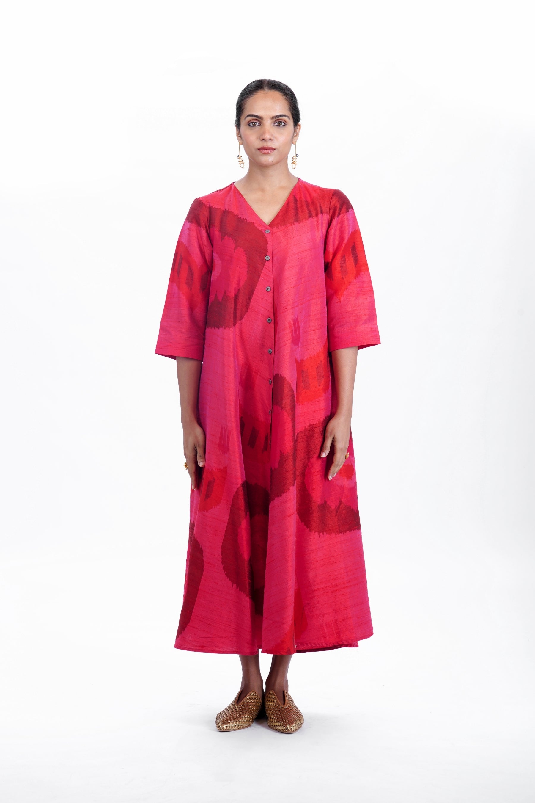 GULAAB BIAS BUTTON DRESS