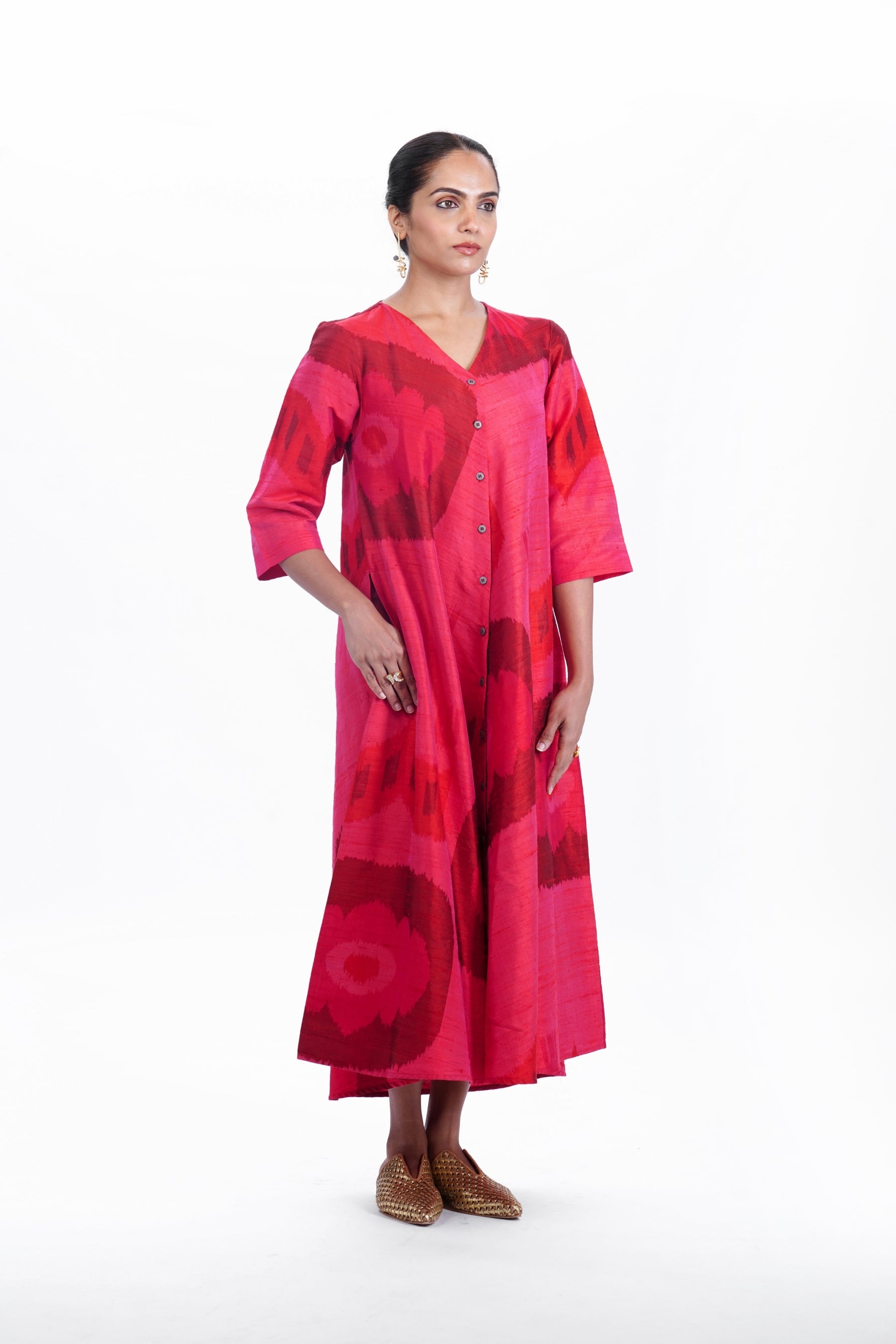 GULAAB BIAS BUTTON DRESS