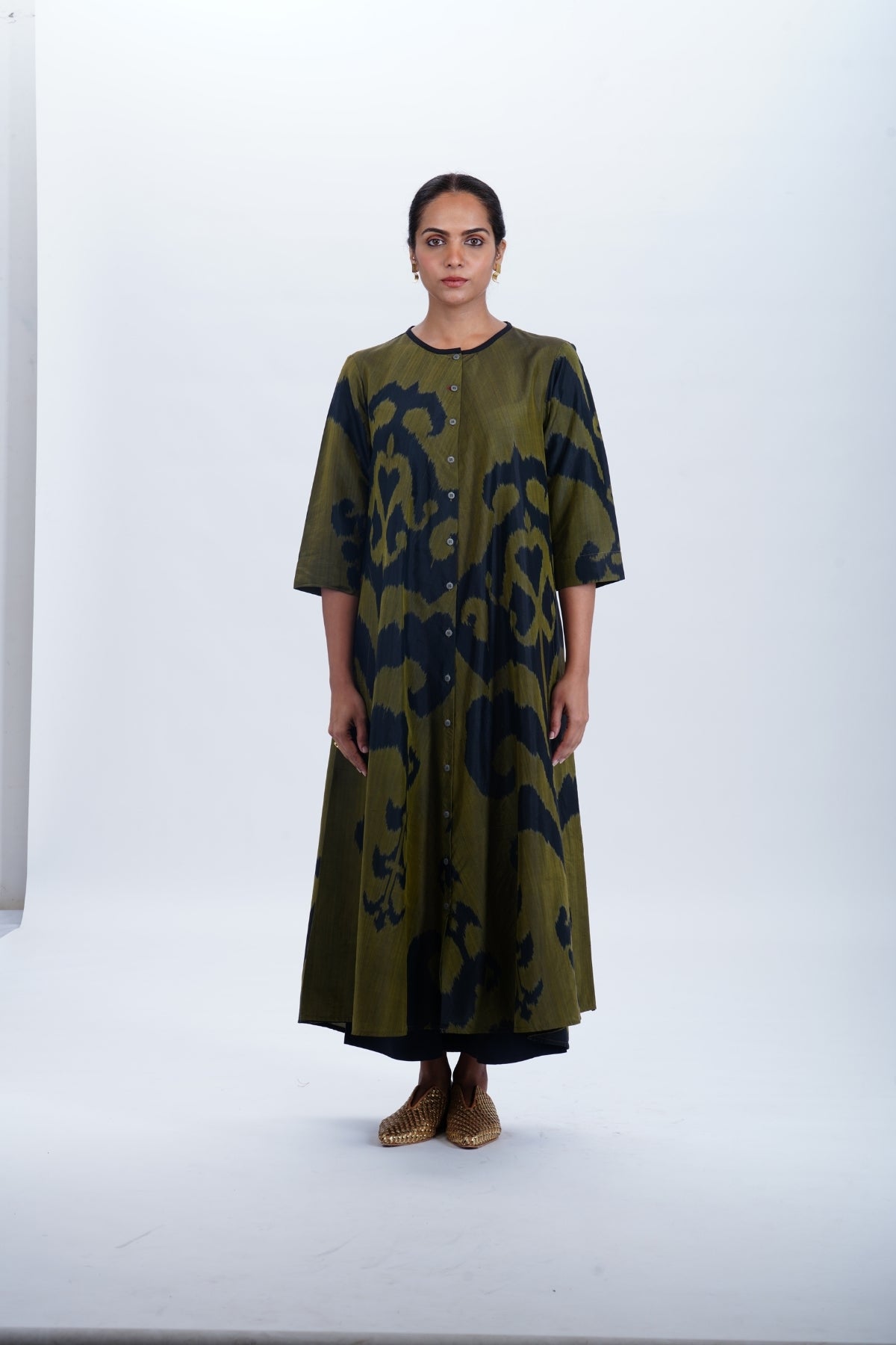 HINA BIAS BUTTON DRESS