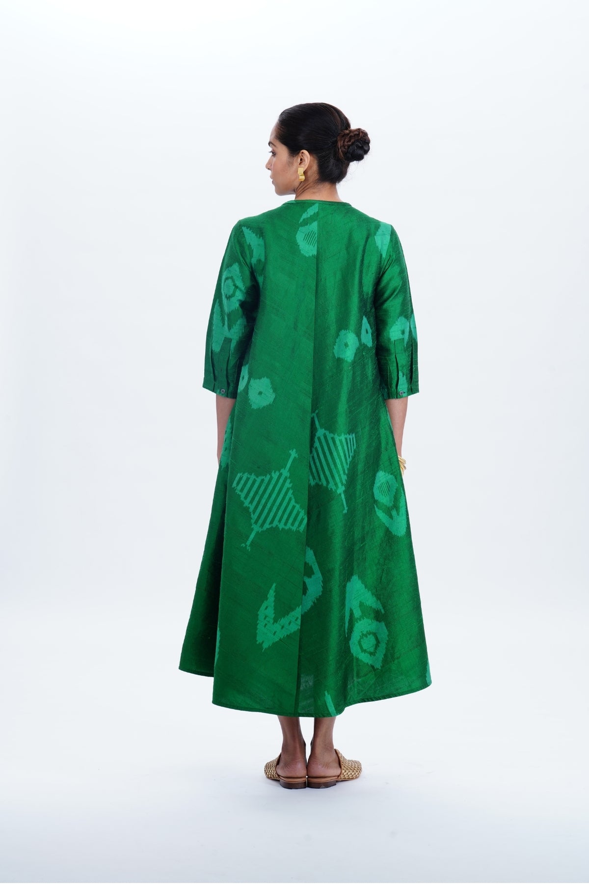 EMERALD BIAS BUTTON DRESS