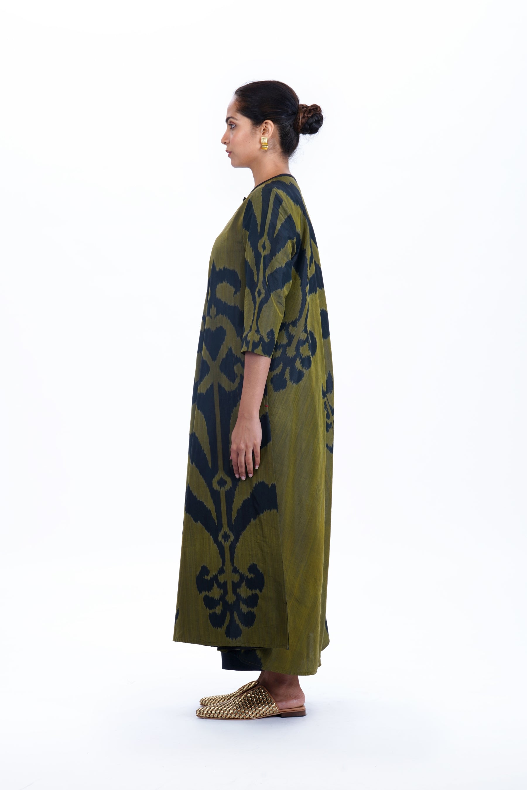 MUSHK BIAS BUTTON DRESS