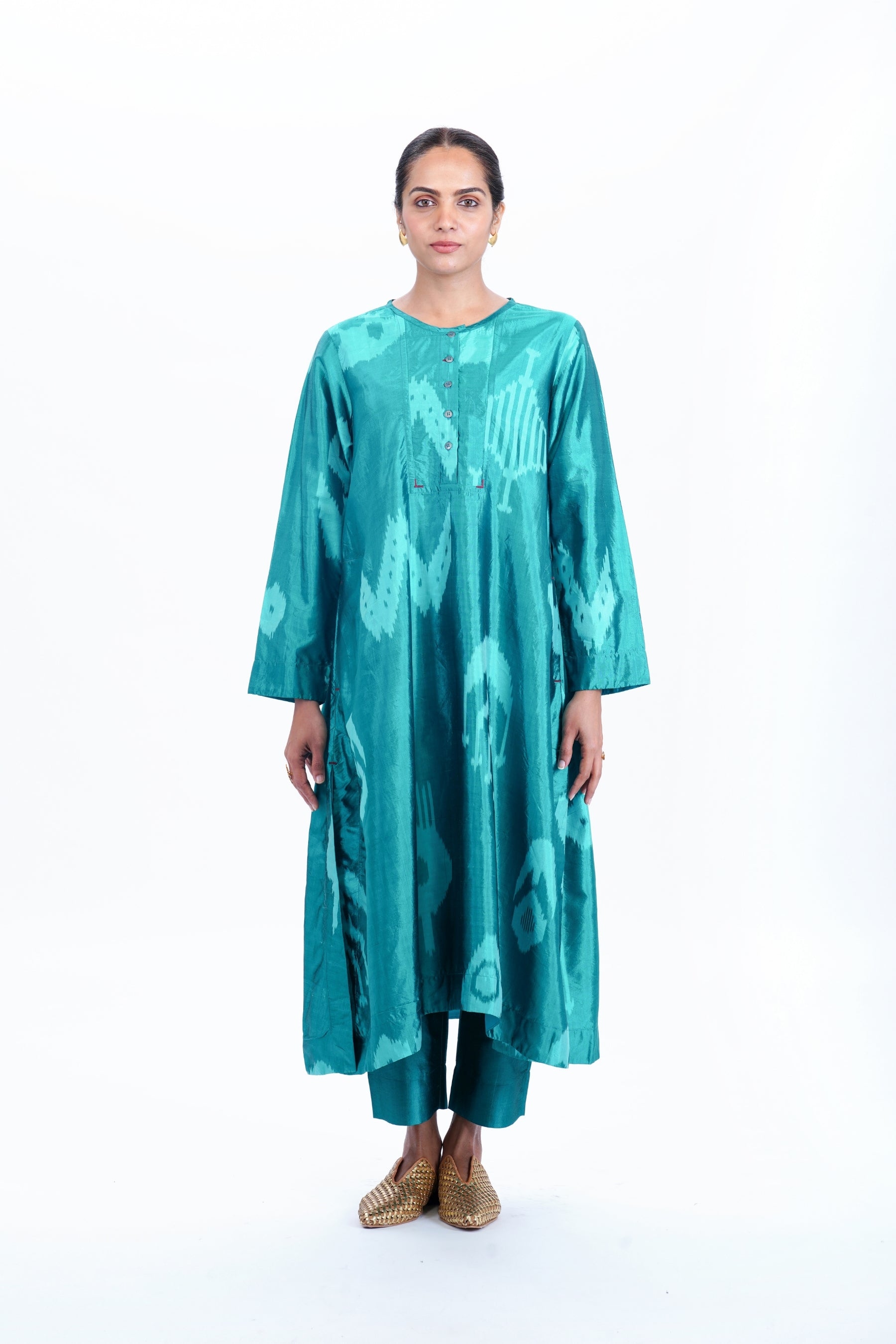 TURQUOISE YOKE KURTA CO-ORD