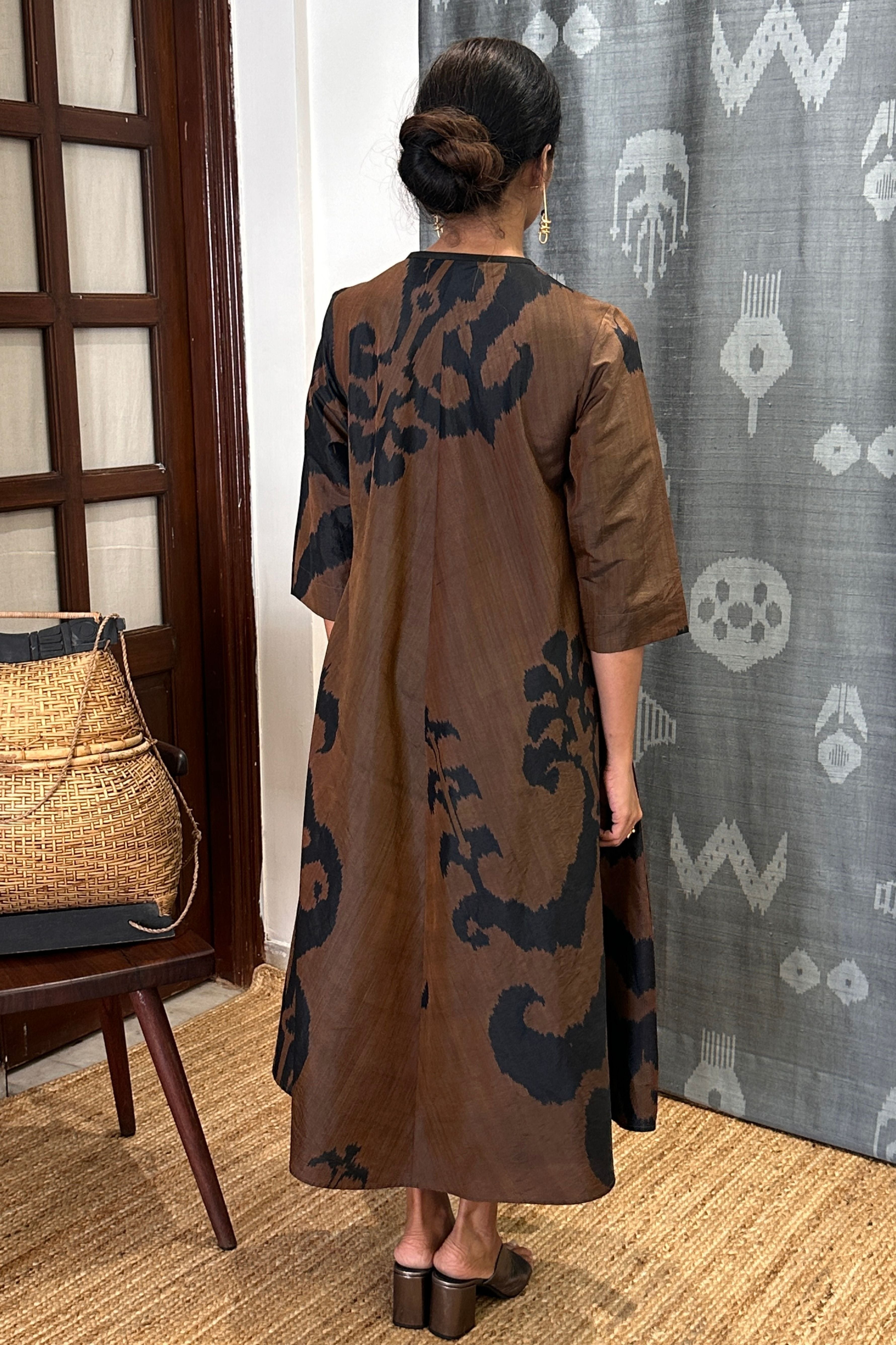 MUSHK BIAS BUTTON DRESS