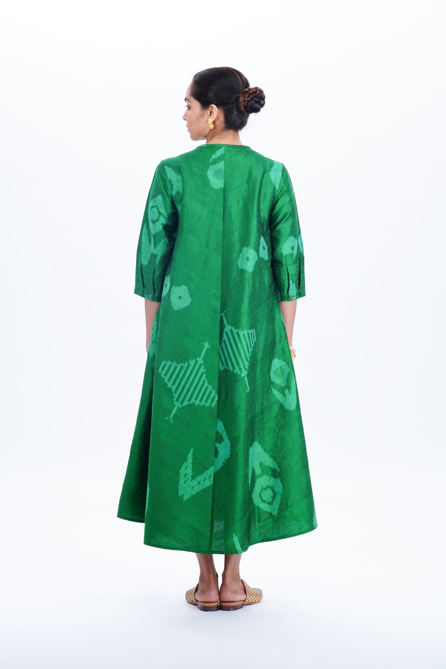 EMERALD BIAS BUTTON DRESS