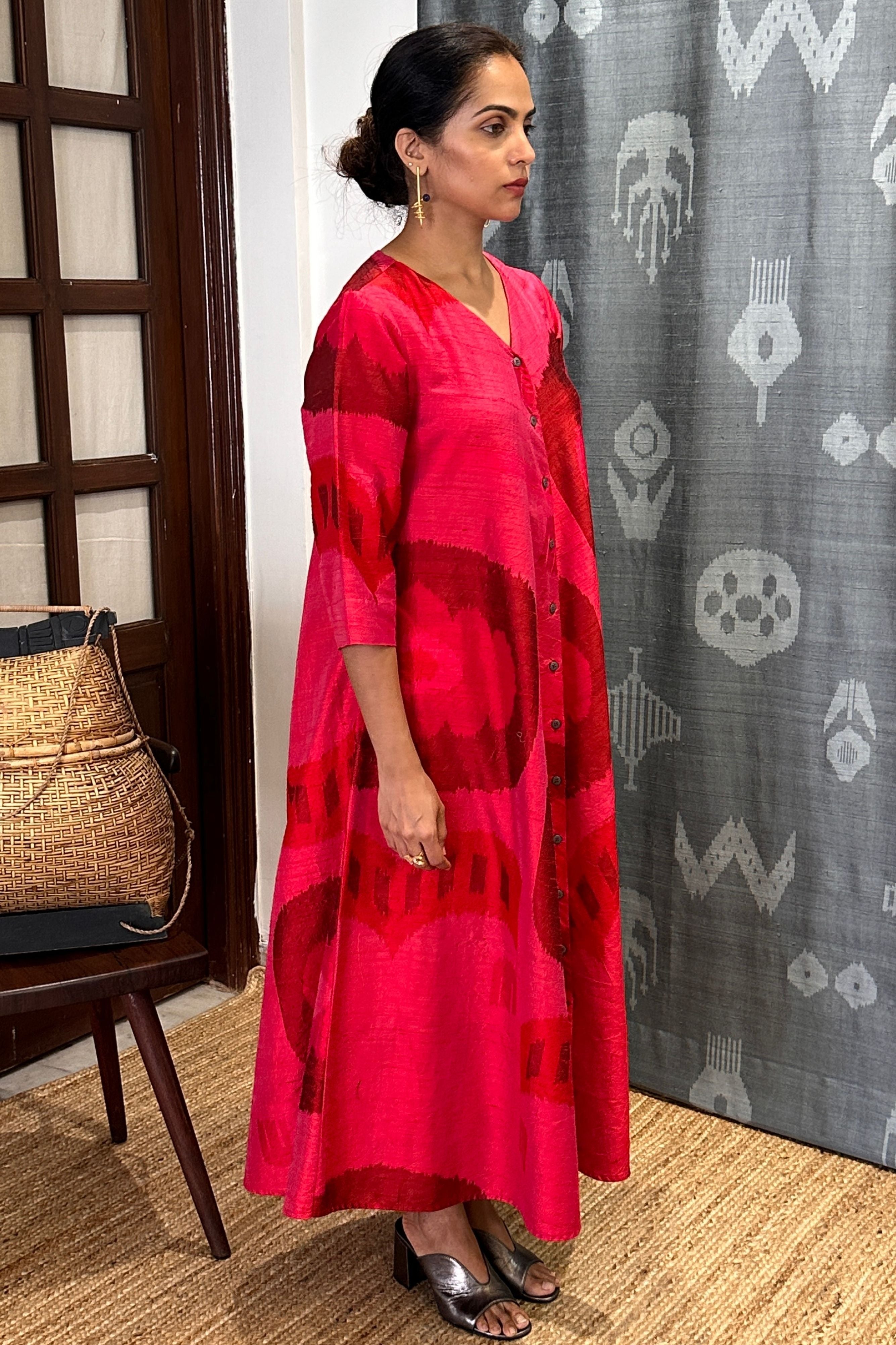 GULAAB BIAS BUTTON DRESS