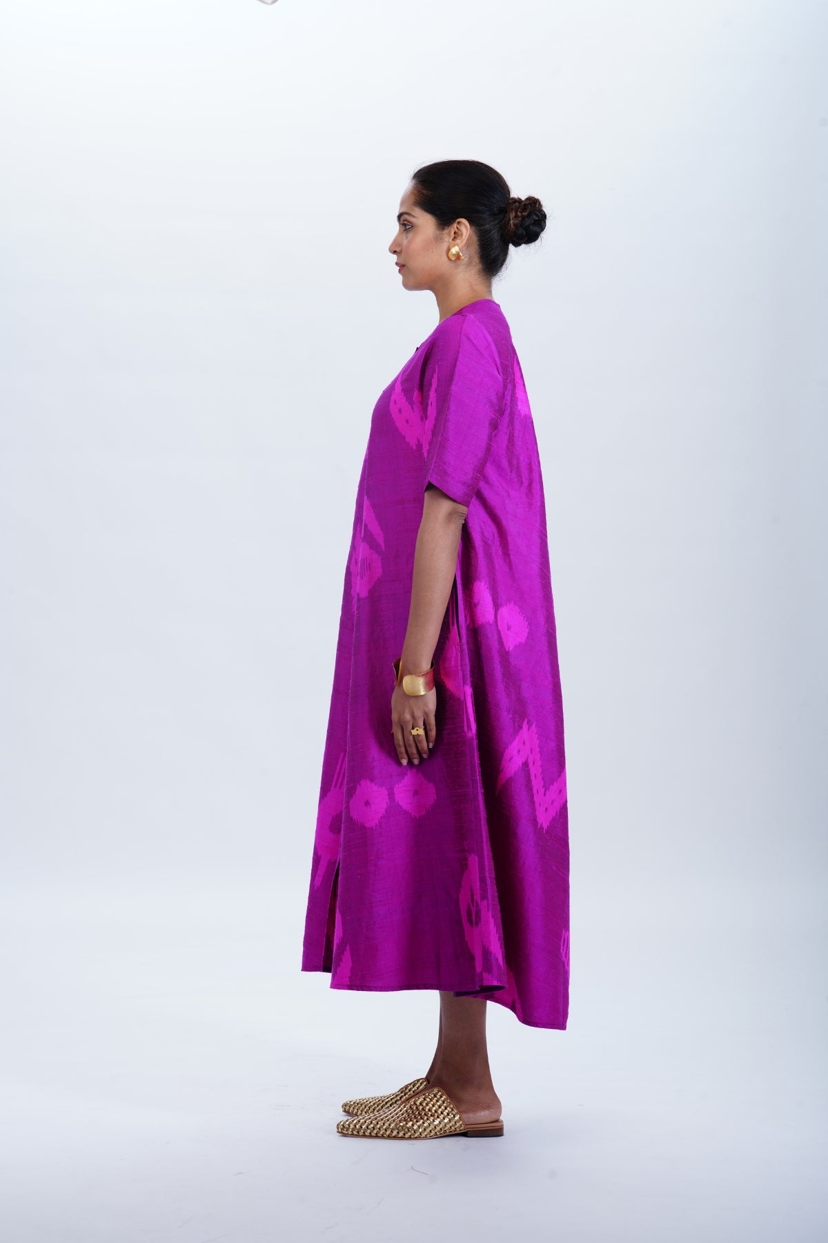 TOURMALINE BIAS BUTTON DRESS