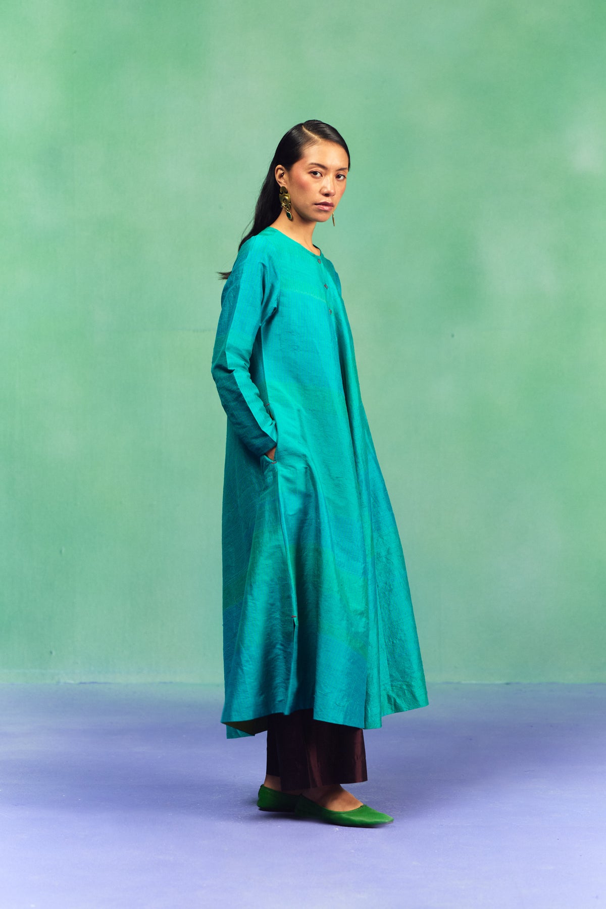 AKASA BIAS BUTTON DRESS