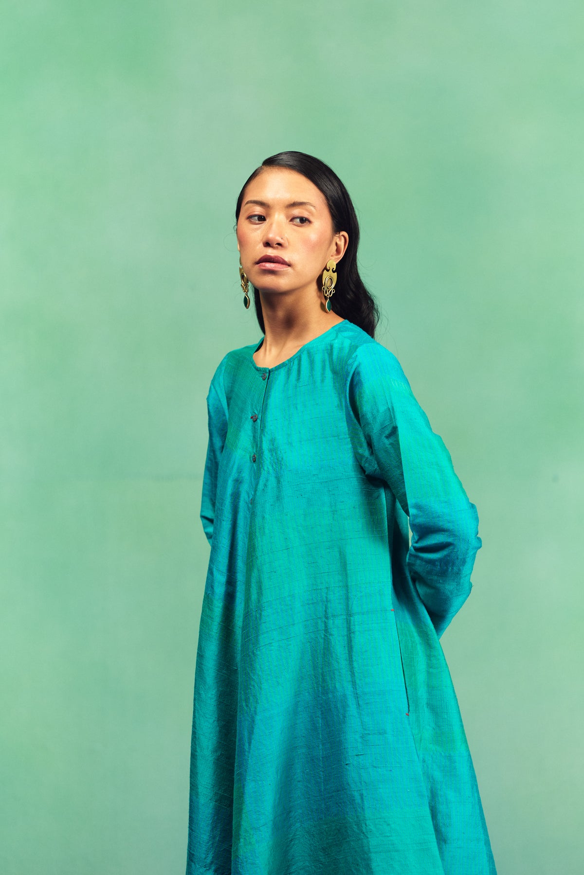 AKASA BIAS BUTTON DRESS
