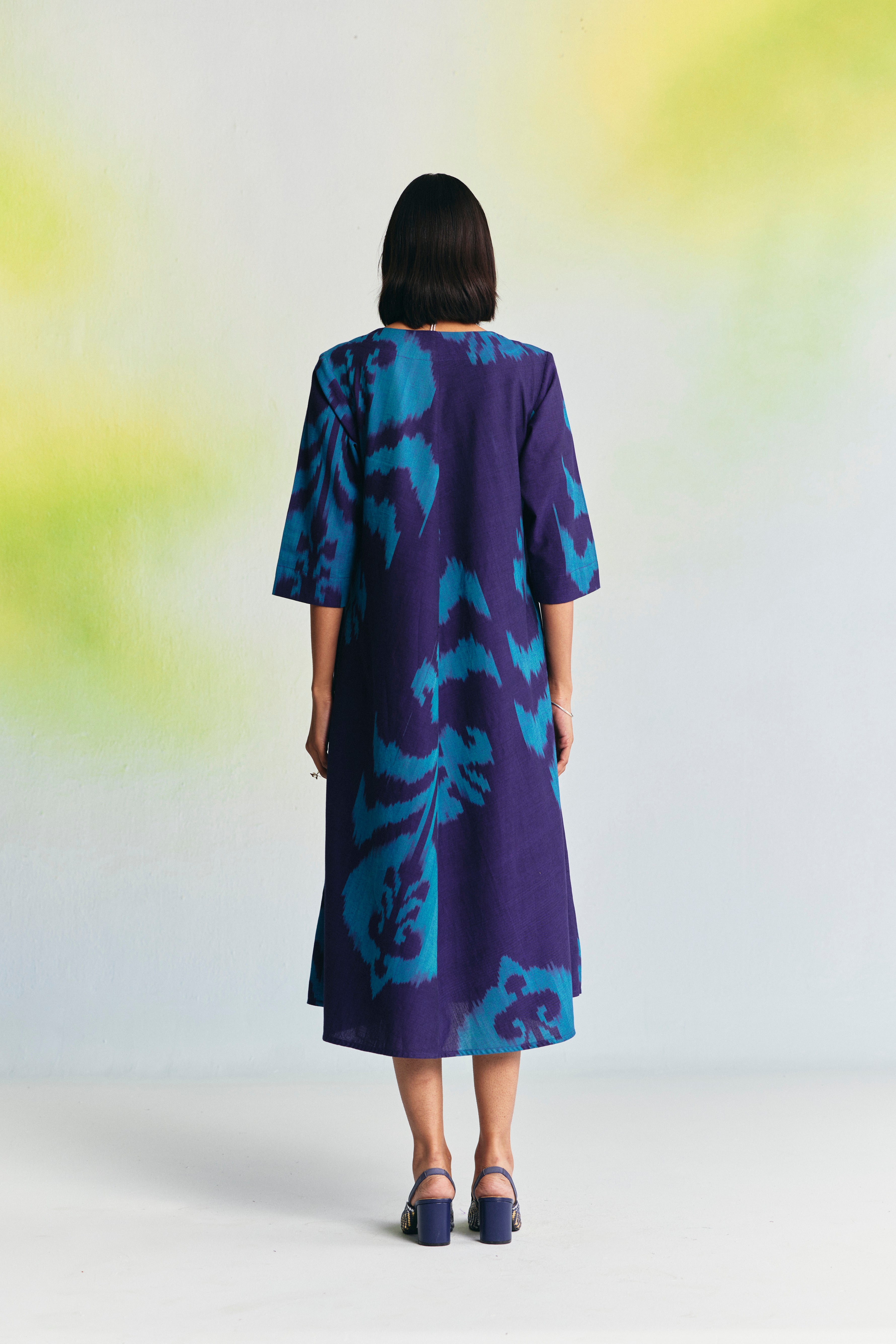 SMALT V NECK BIAS DRESS