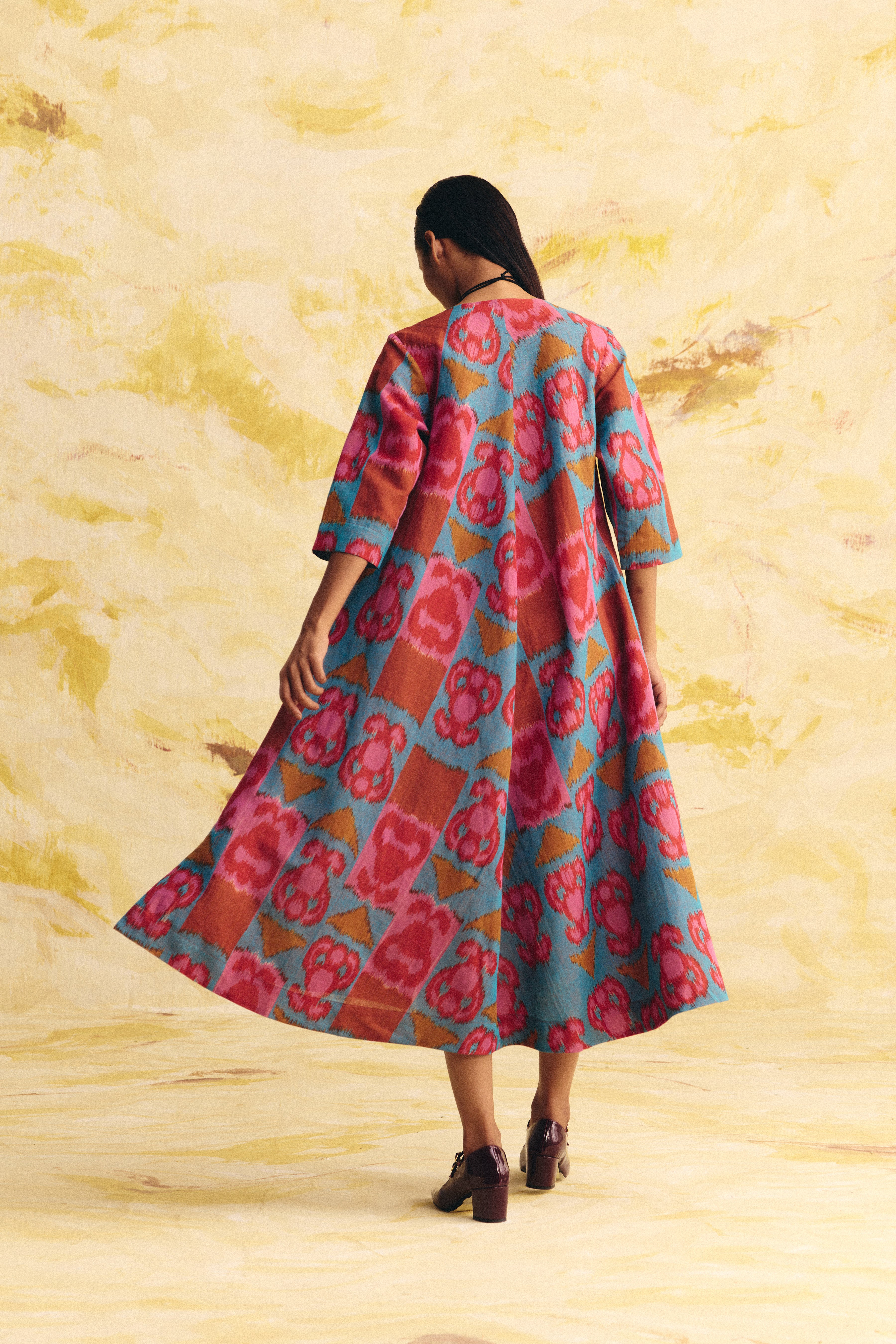 INERTIA LINEN BIAS BUTTON DRESS