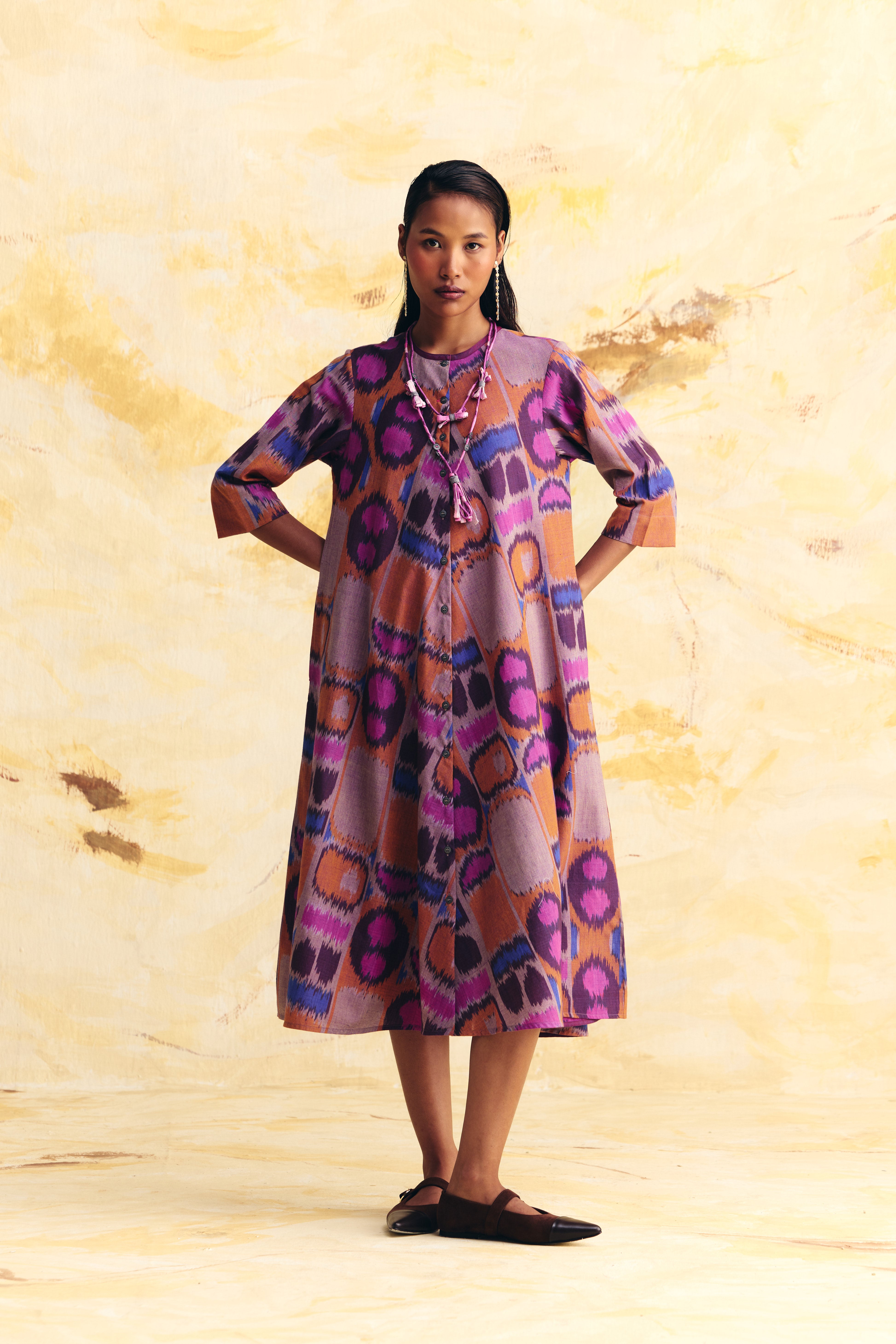 VIBRATION BIAS BUTTON DRESS