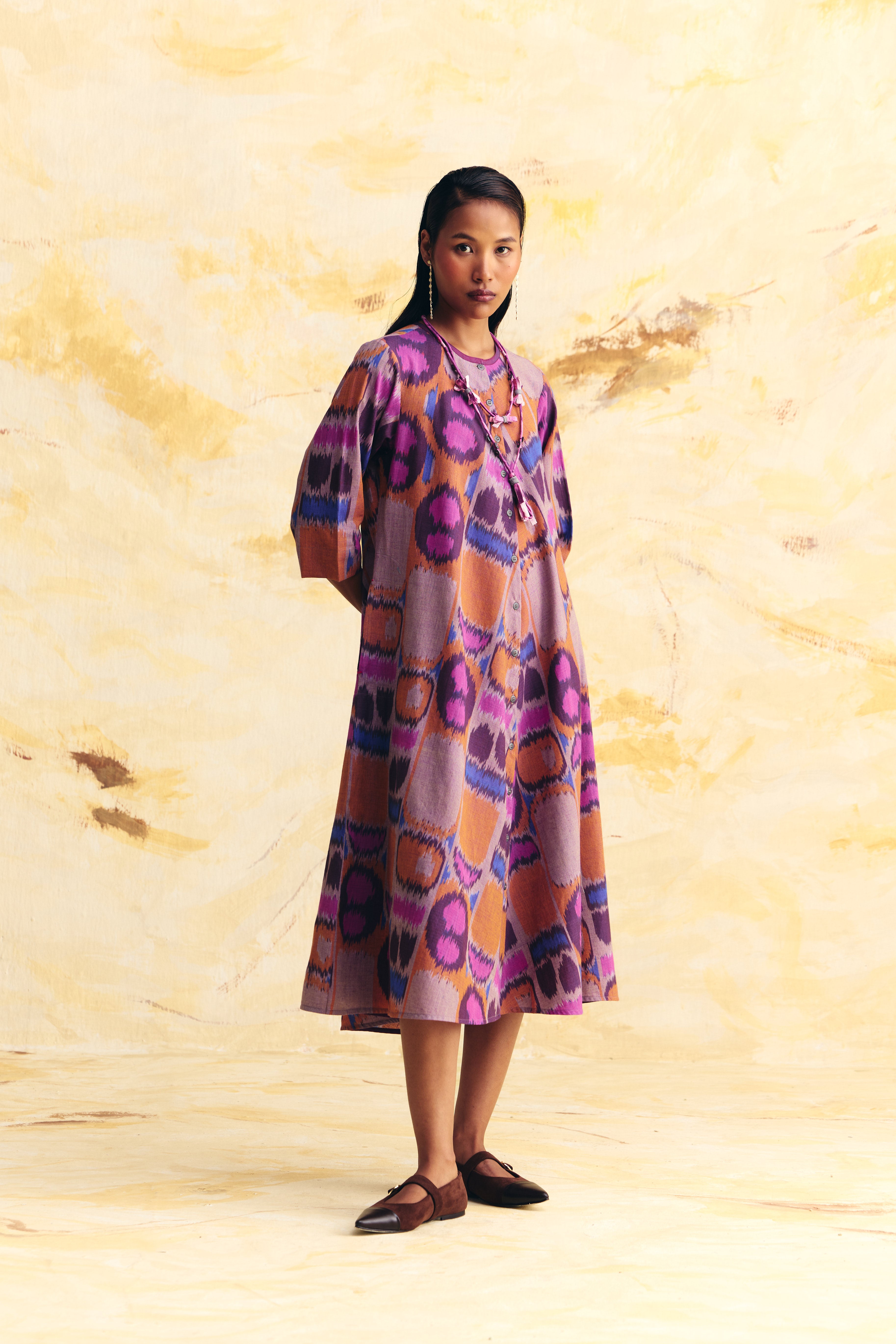VIBRATION BIAS BUTTON DRESS