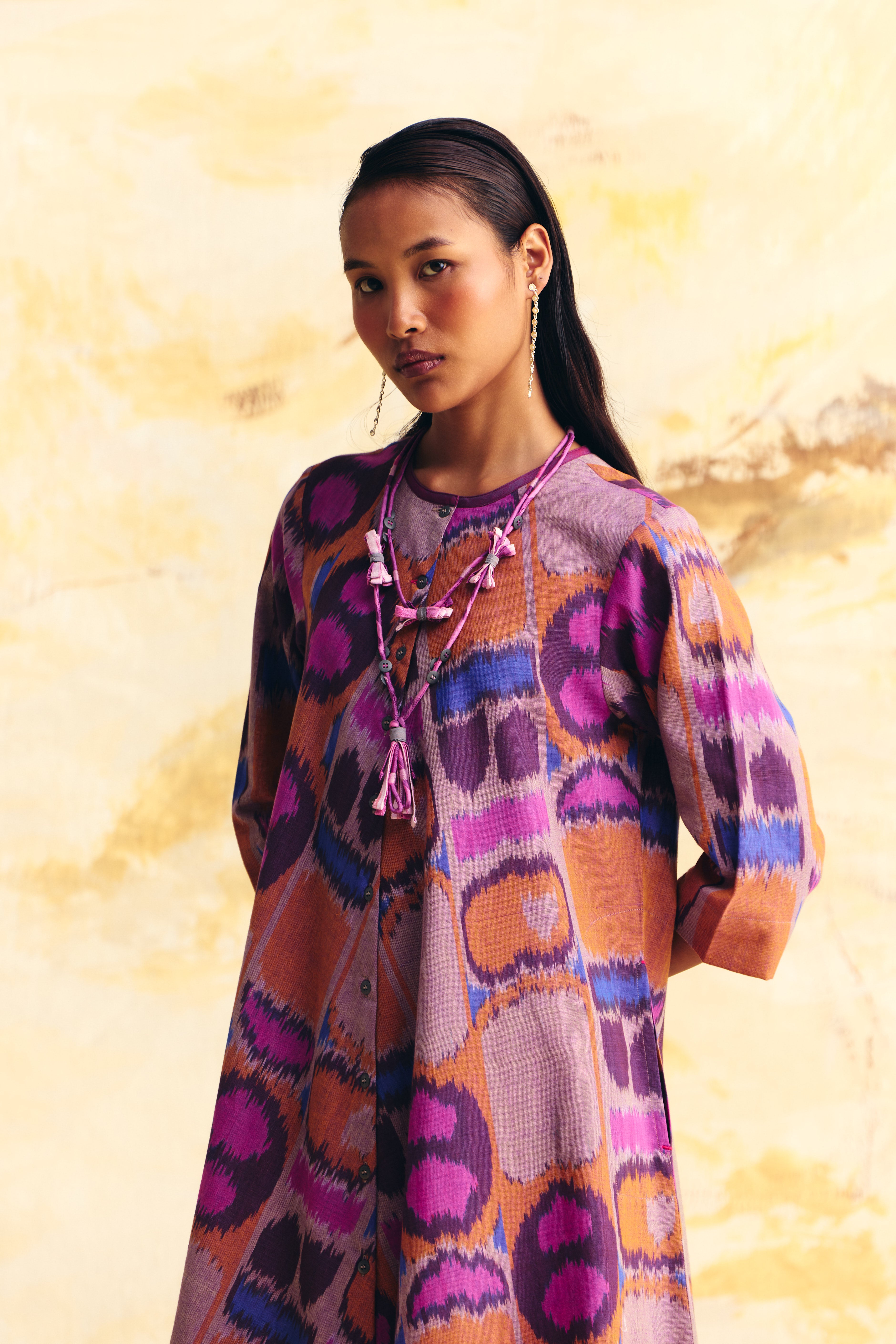 VIBRATION BIAS BUTTON DRESS