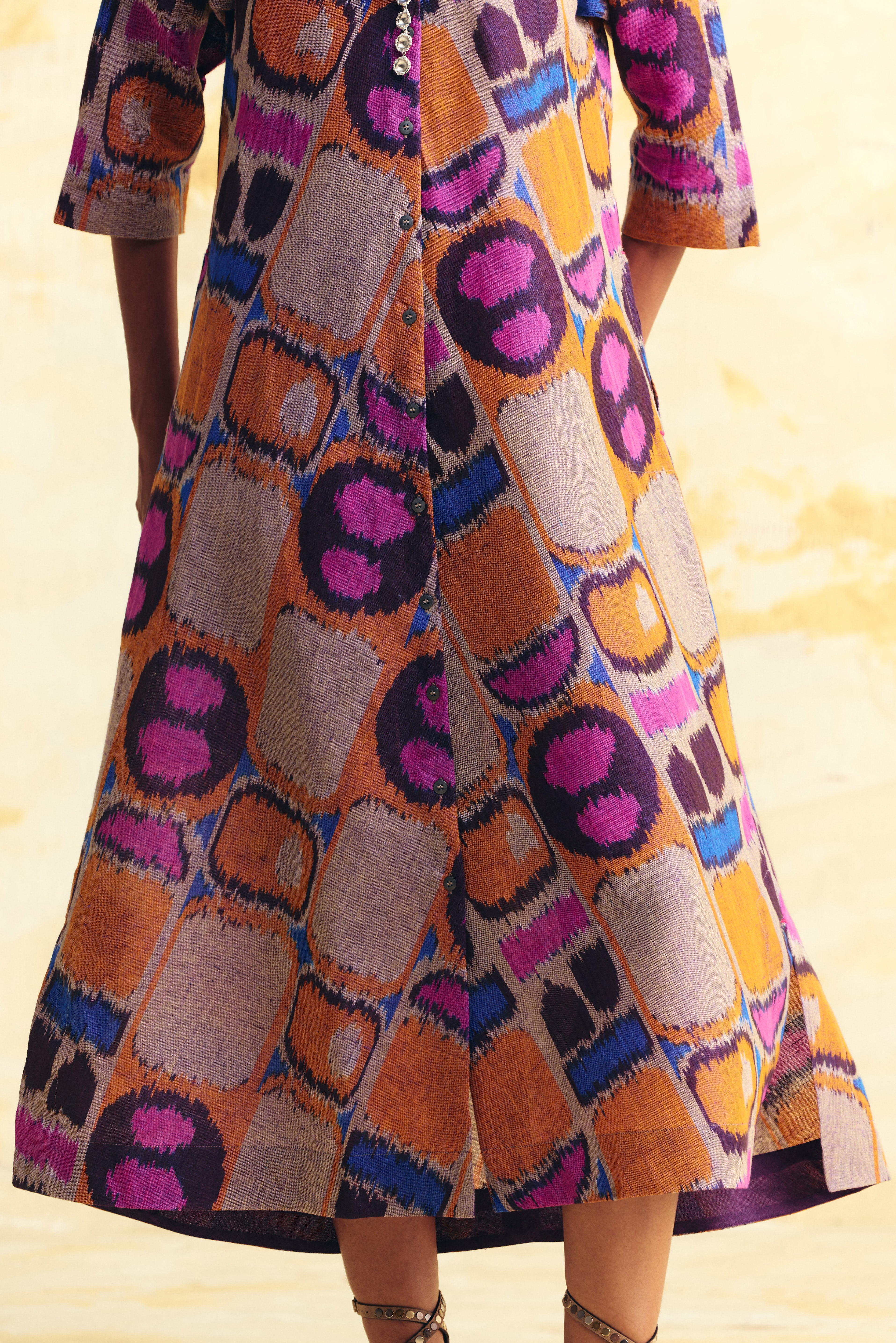 TRANSIT LINEN BIAS BUTTON DRESS