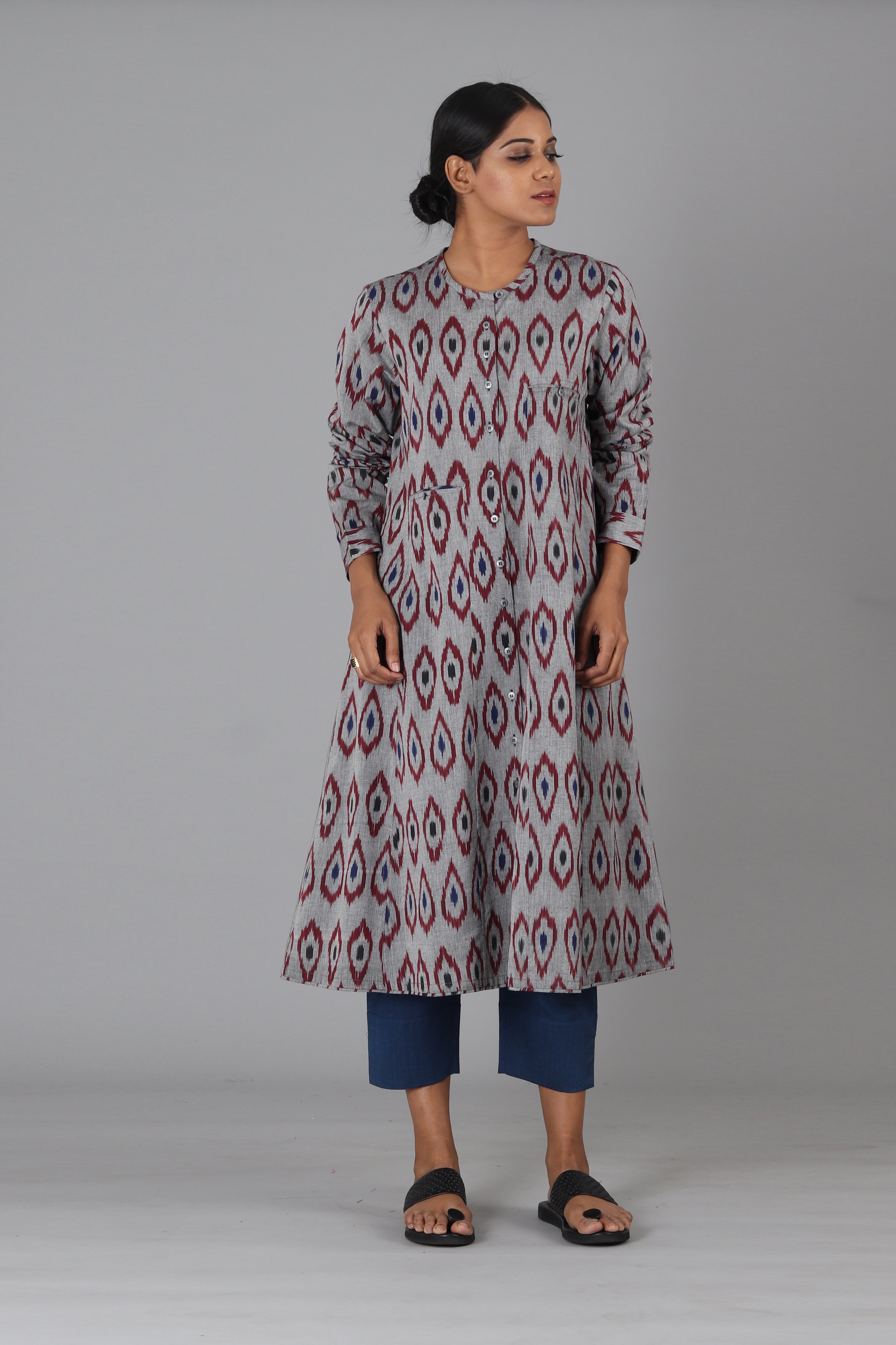 Maroon Diamond Button Down Kurta