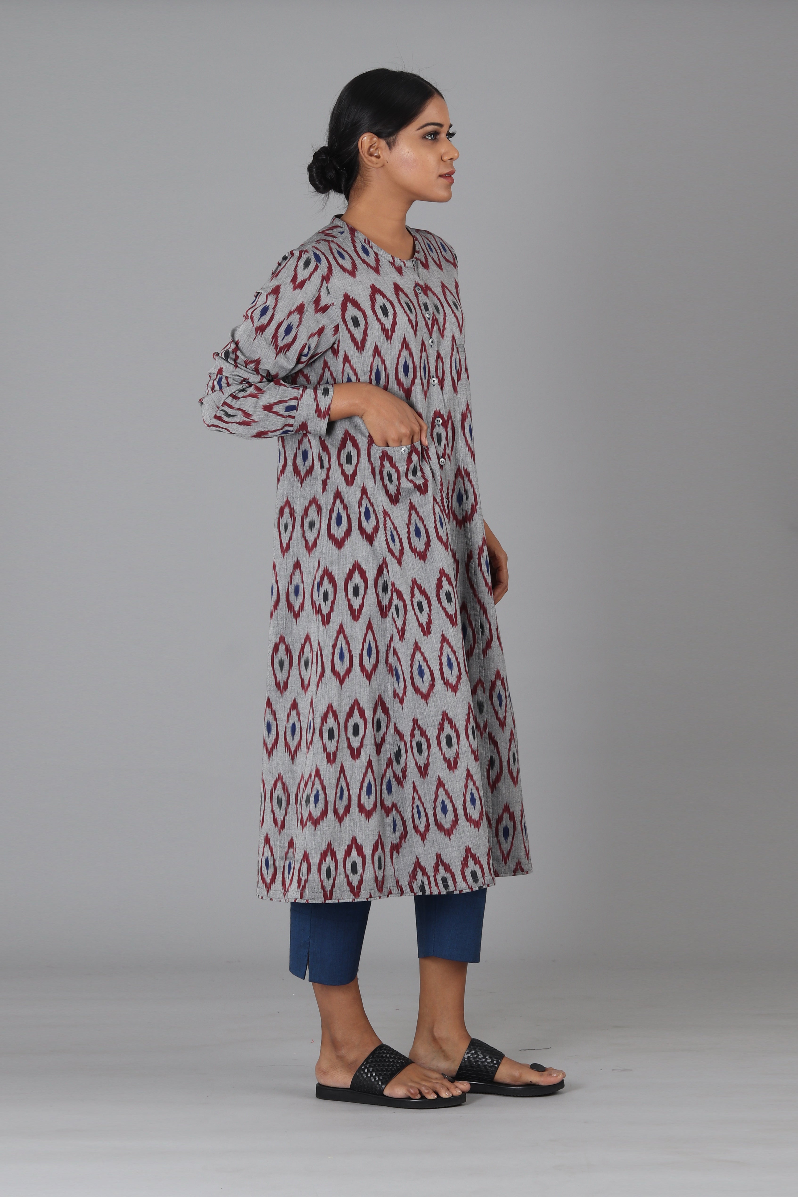 Maroon Diamond Button Down Kurta