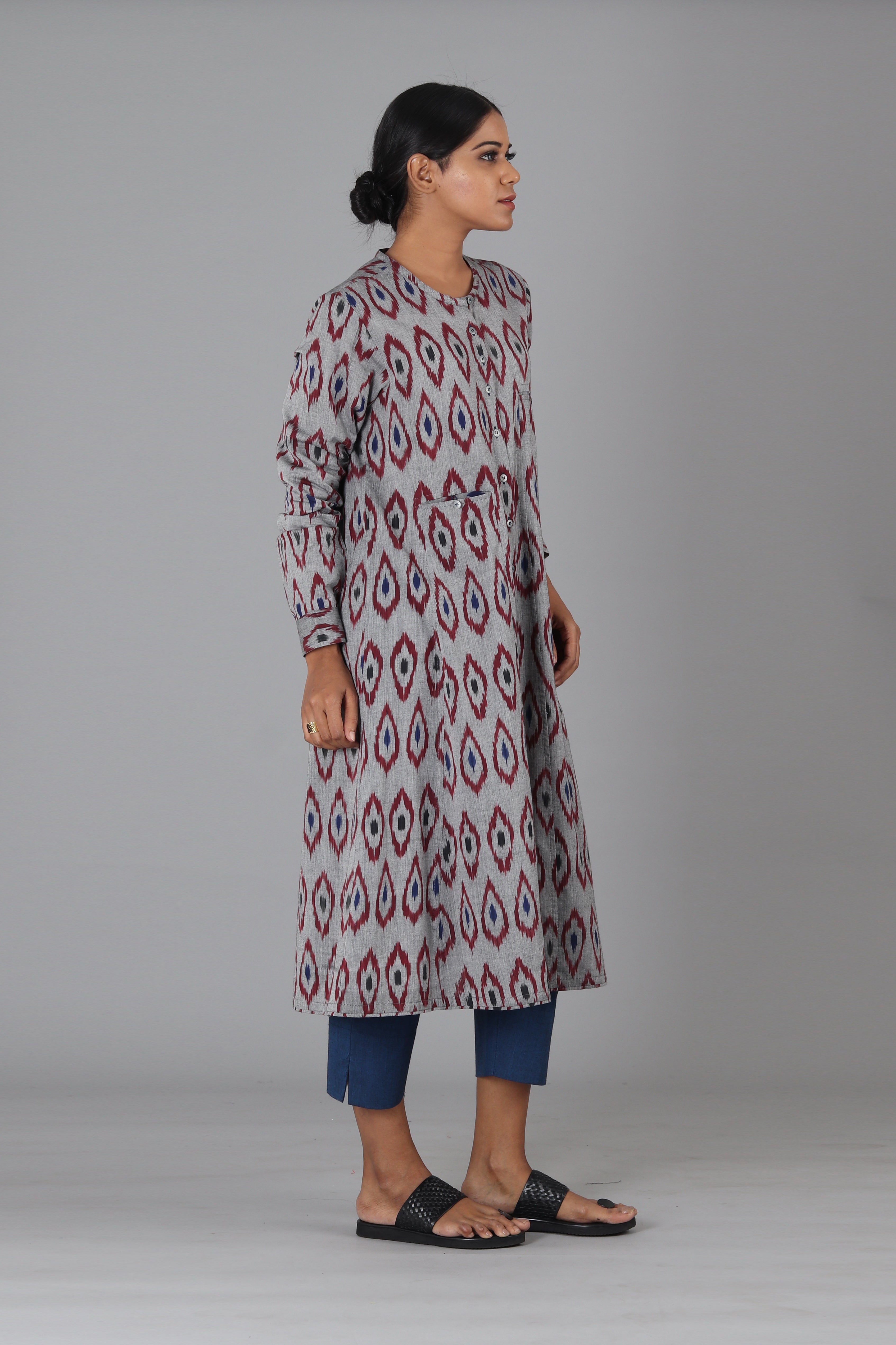 Maroon Diamond Button Down Kurta