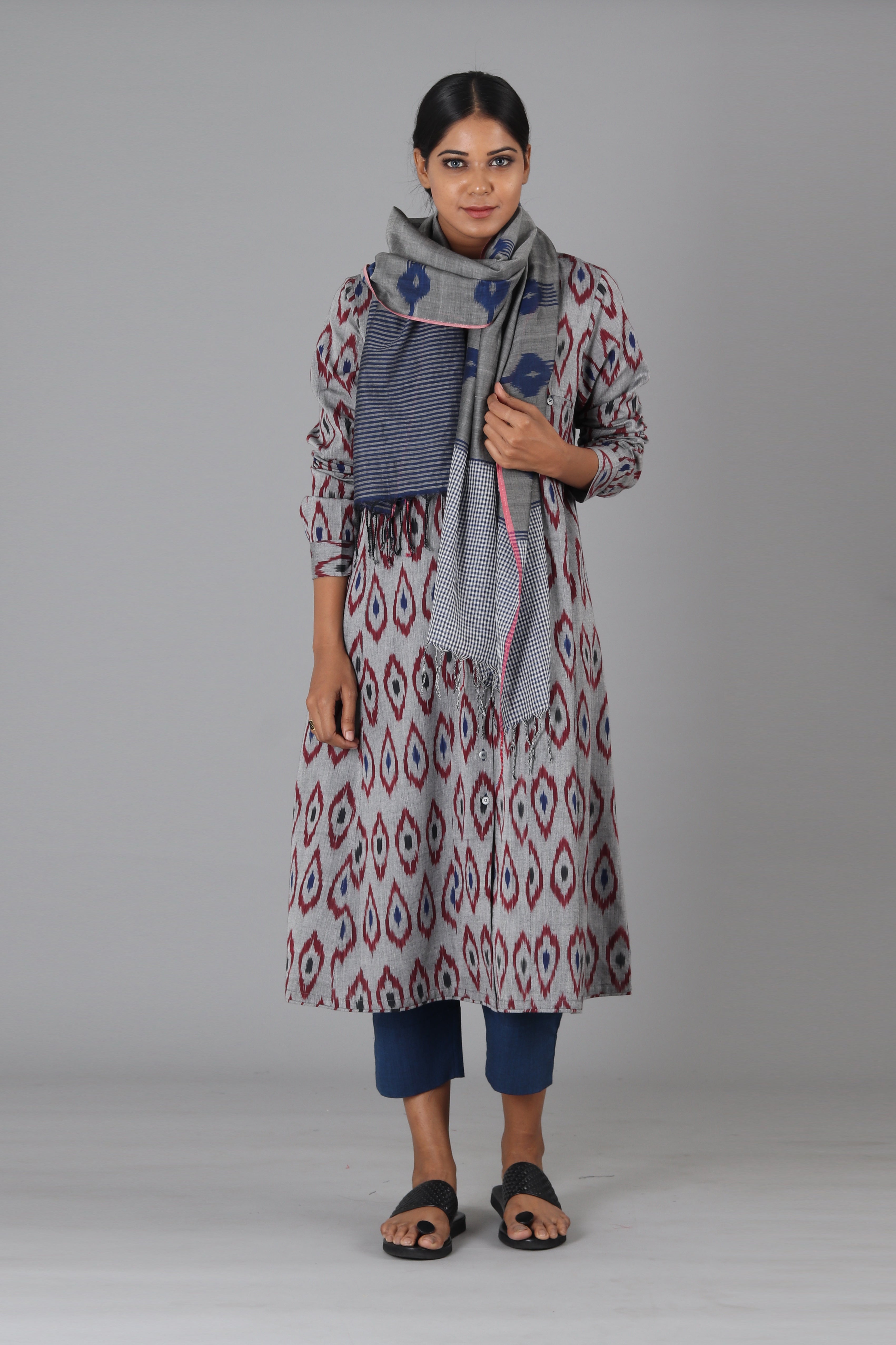 Maroon Diamond Button Down Kurta
