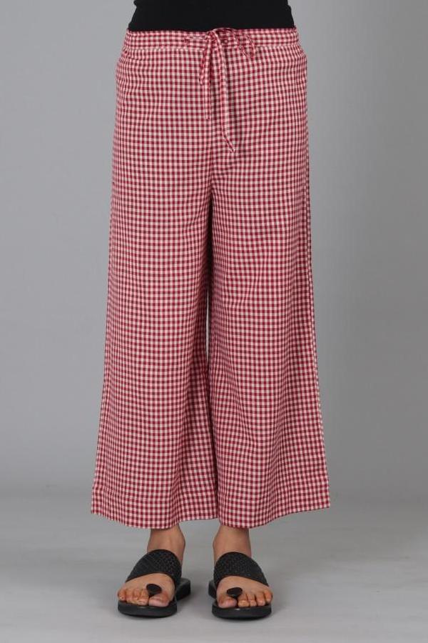 Red & White Tea Checks Palazzo
