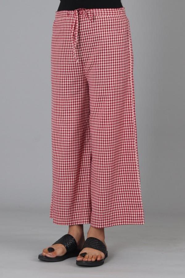 Red & White Tea Checks Palazzo