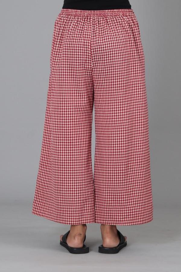 Red & White Tea Checks Palazzo