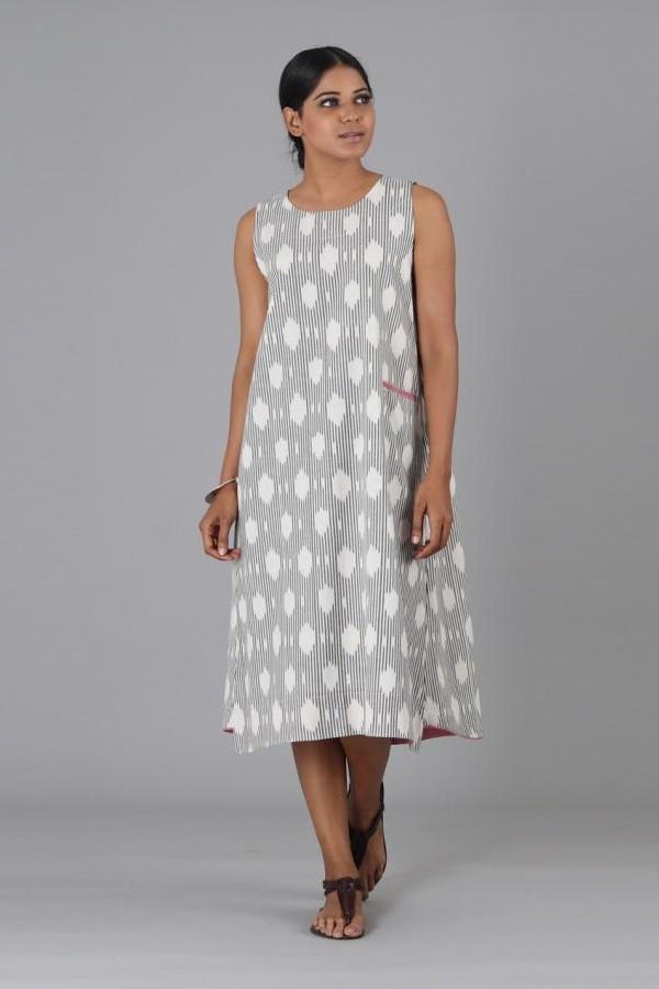 Grey Polka Sleeveless Dress