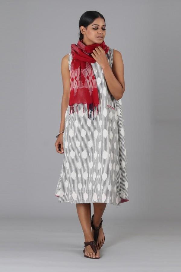 Grey Polka Sleeveless Dress