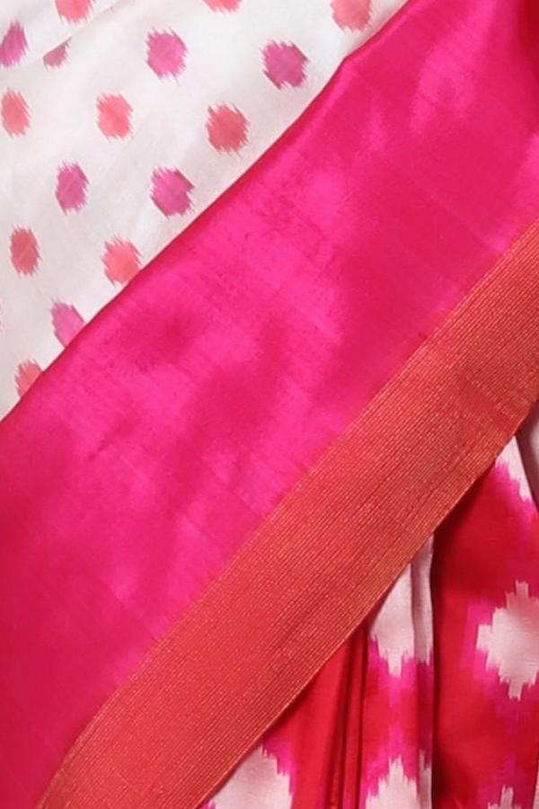 Red Pink Polka Silk Saree