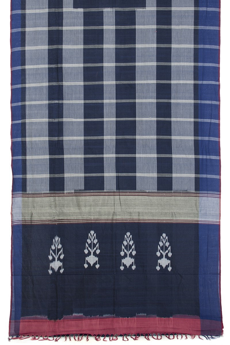 Blue Flower Cotton Saree