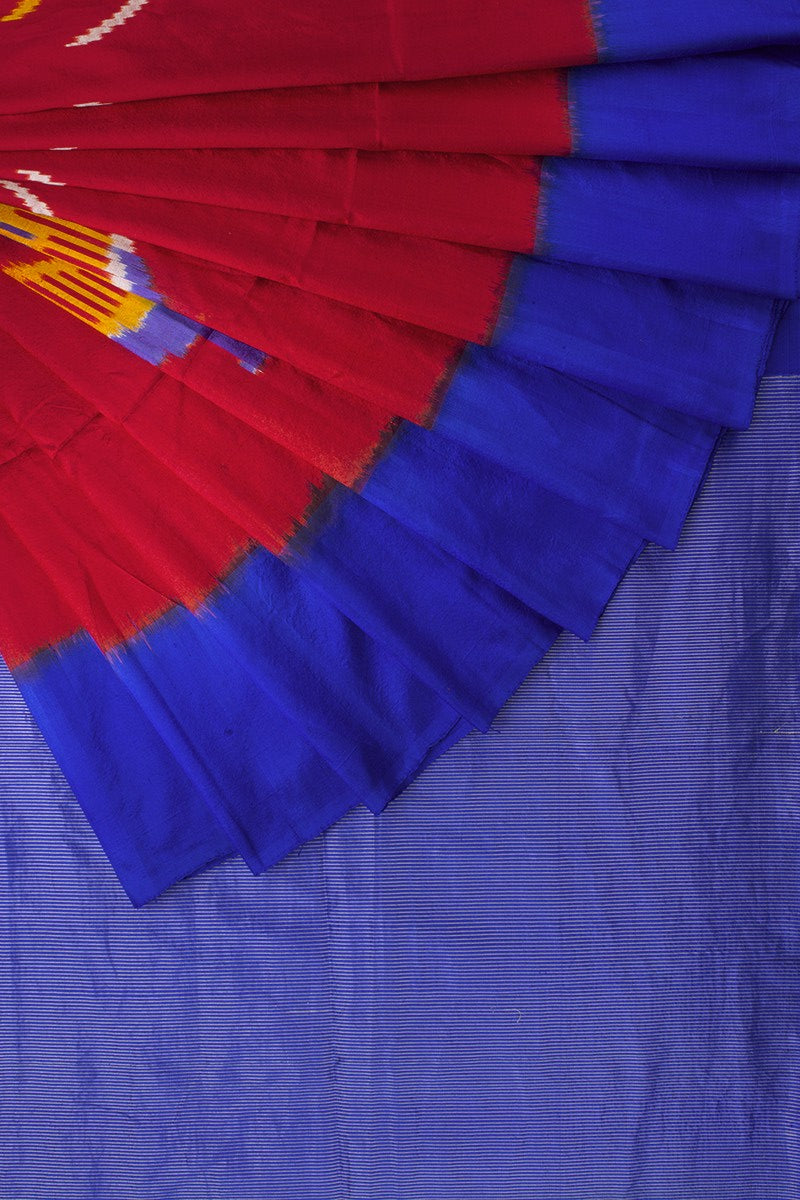 Red Big Oval Silk Saree