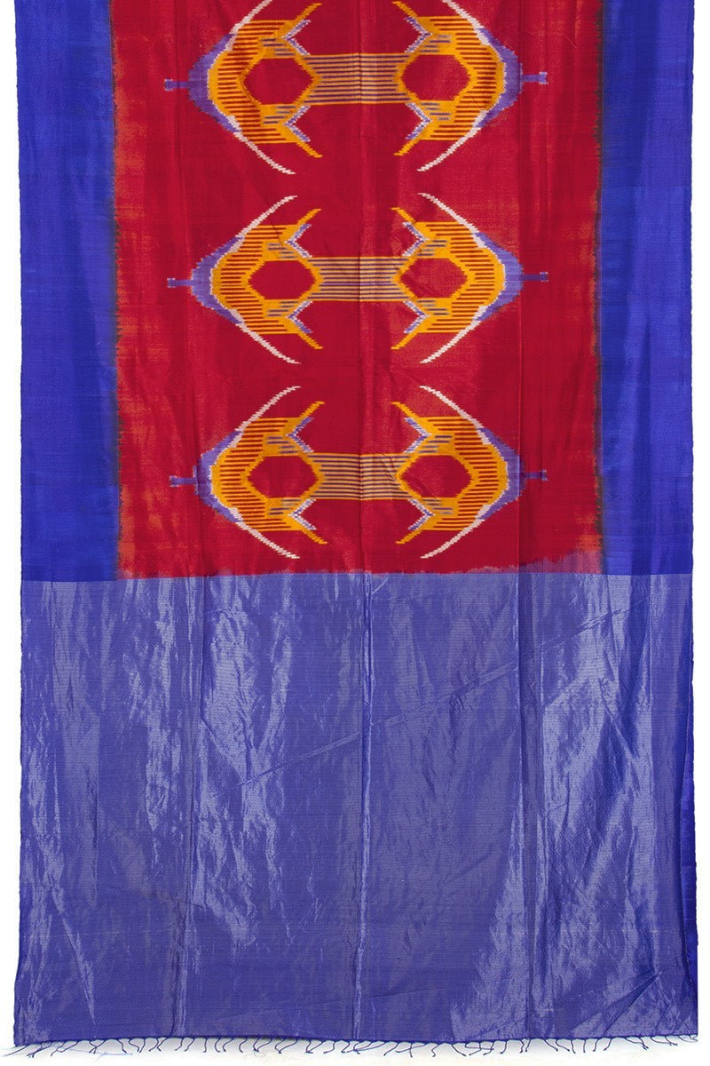 Red Big Oval Silk Saree