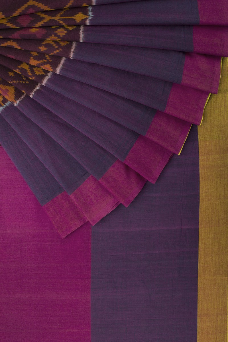 Purple Red Ikat Cotton Saree