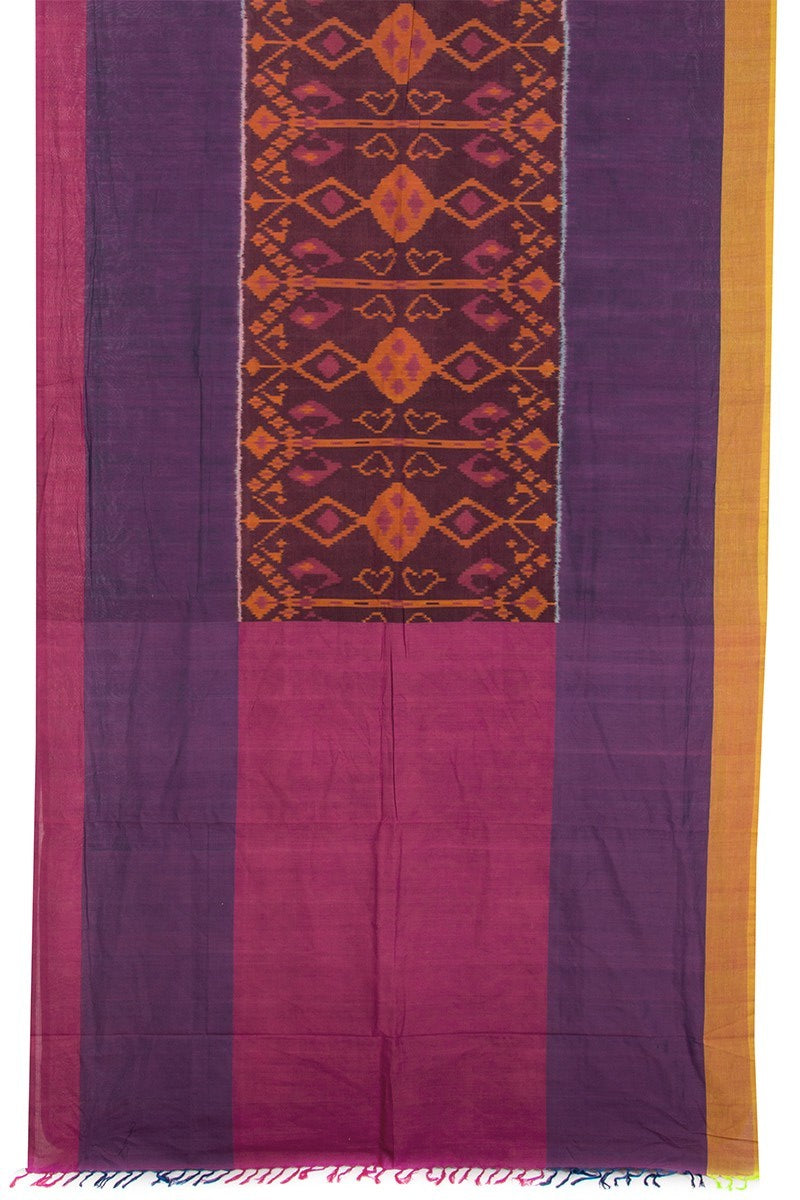 Purple Red Ikat Cotton Saree