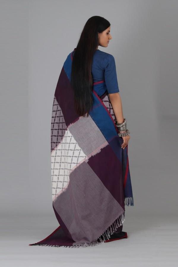 Plum Circle Cotton Saree