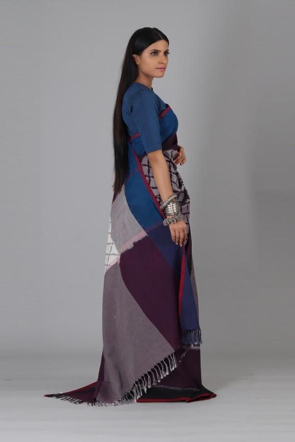 Plum Circle Cotton Saree
