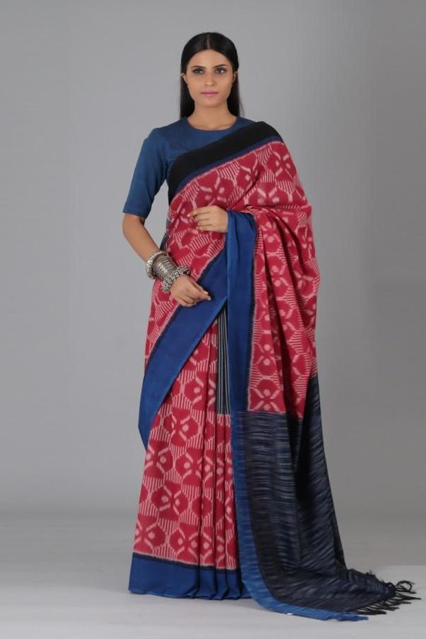Red Dahlia Cotton Saree