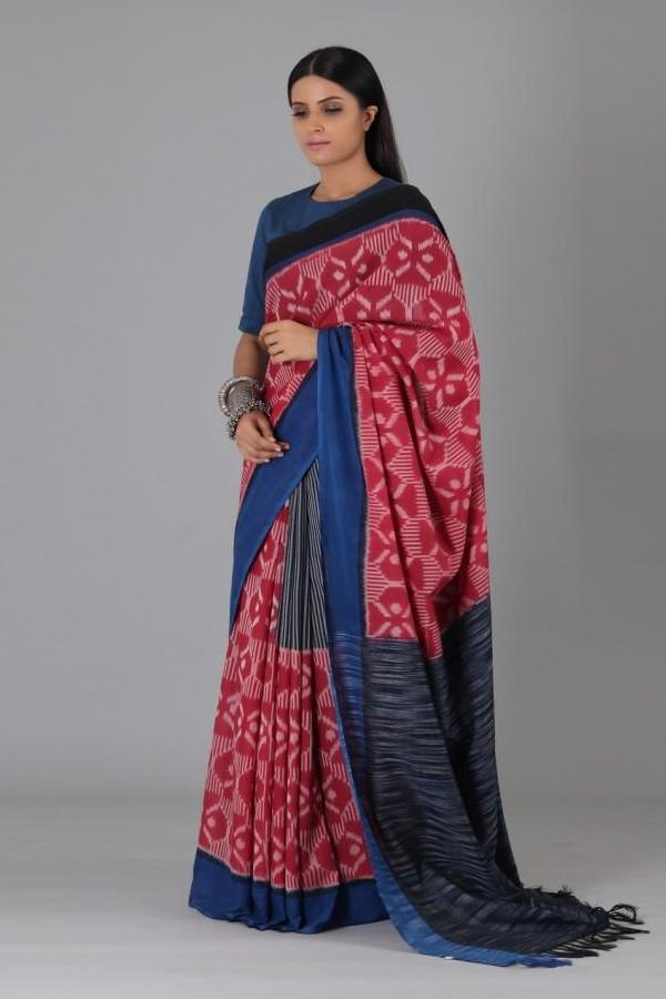 Red Dahlia Cotton Saree