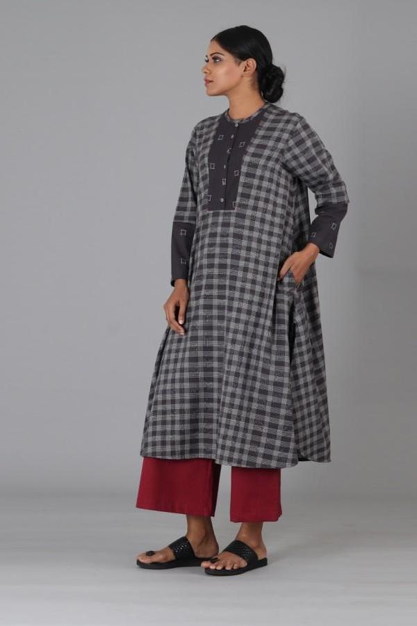 Charcoal Box Lines Long Kurta