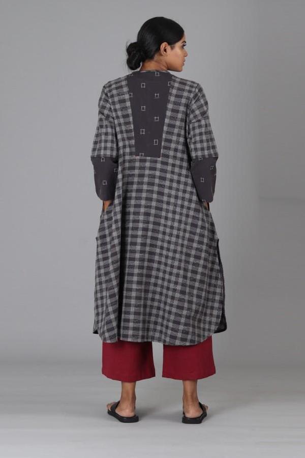 Charcoal Box Lines Long Kurta
