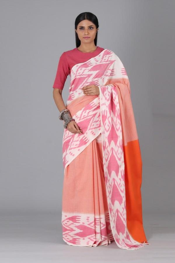 Pink Heart Cotton Saree