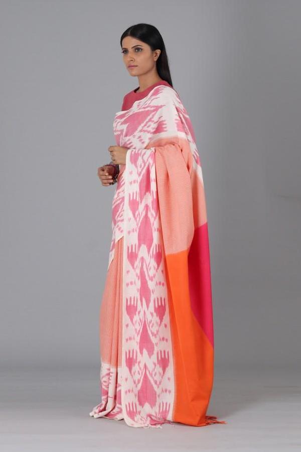 Pink Heart Cotton Saree
