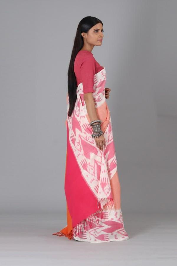 Pink Heart Cotton Saree