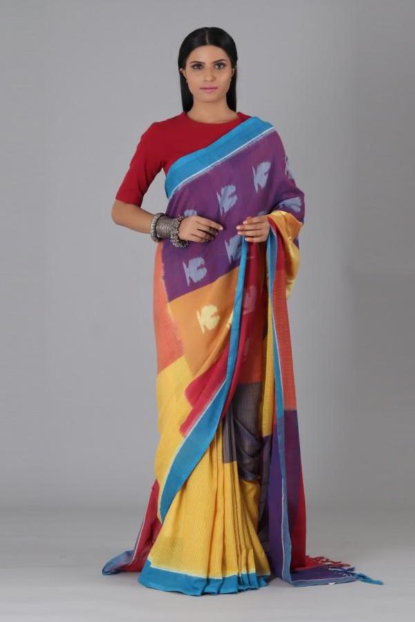Multi Colour Fish Cotton Saree