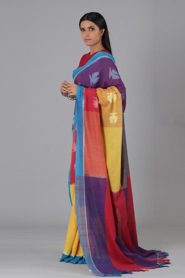 Multi Colour Fish Cotton Saree