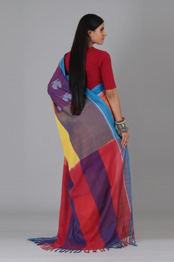 Multi Colour Fish Cotton Saree