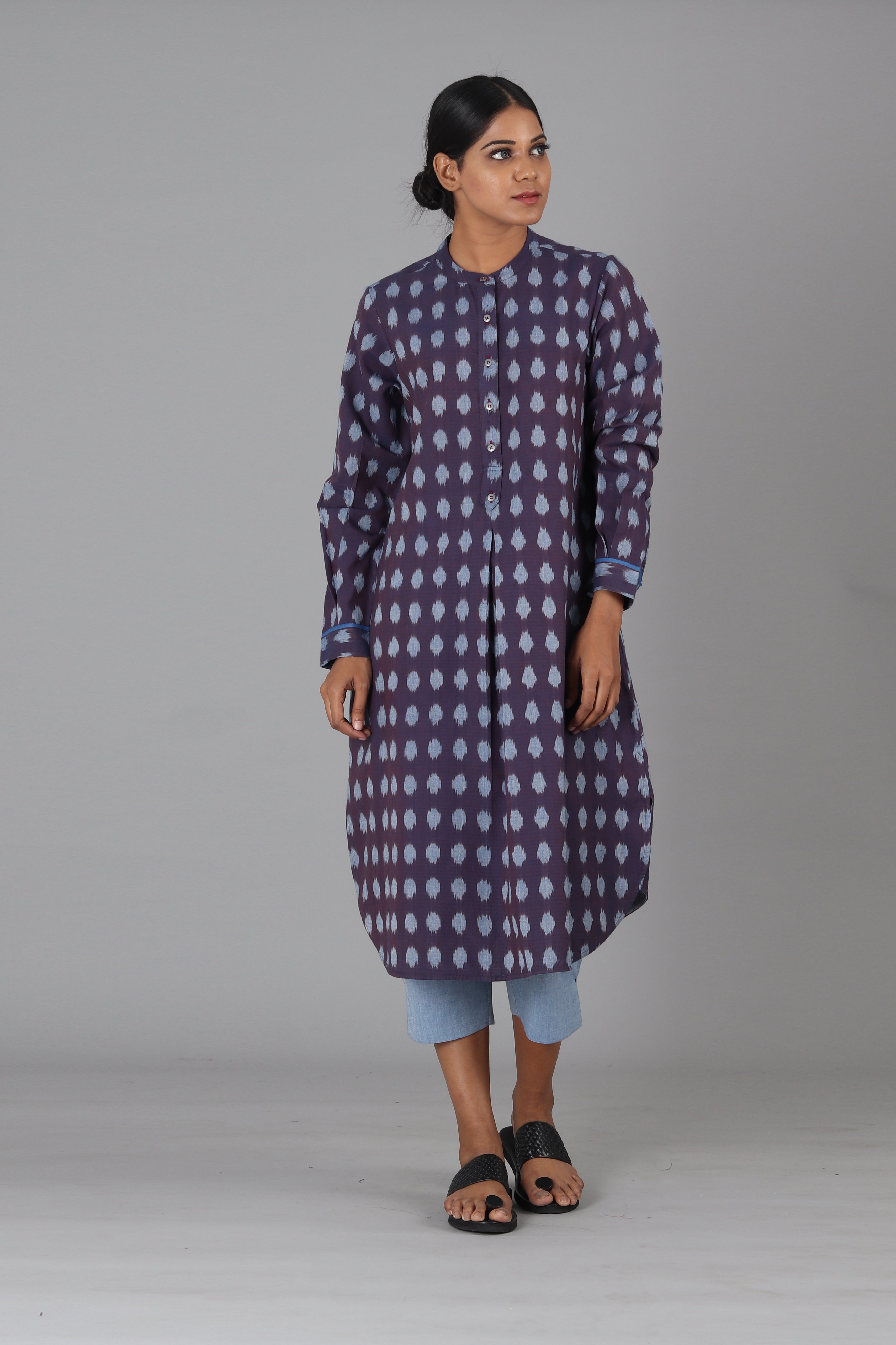 Indigo Polka Long Kurta
