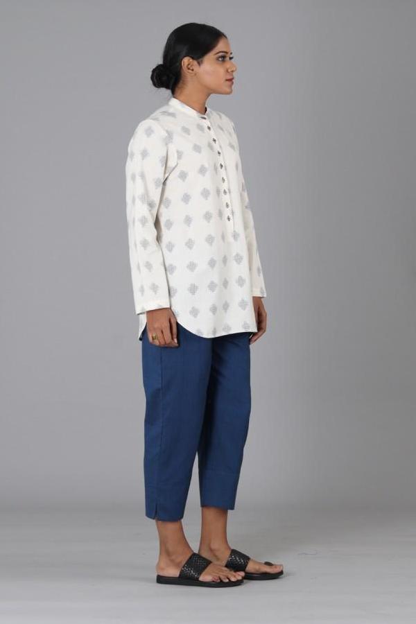 White Jali Polka Shirt