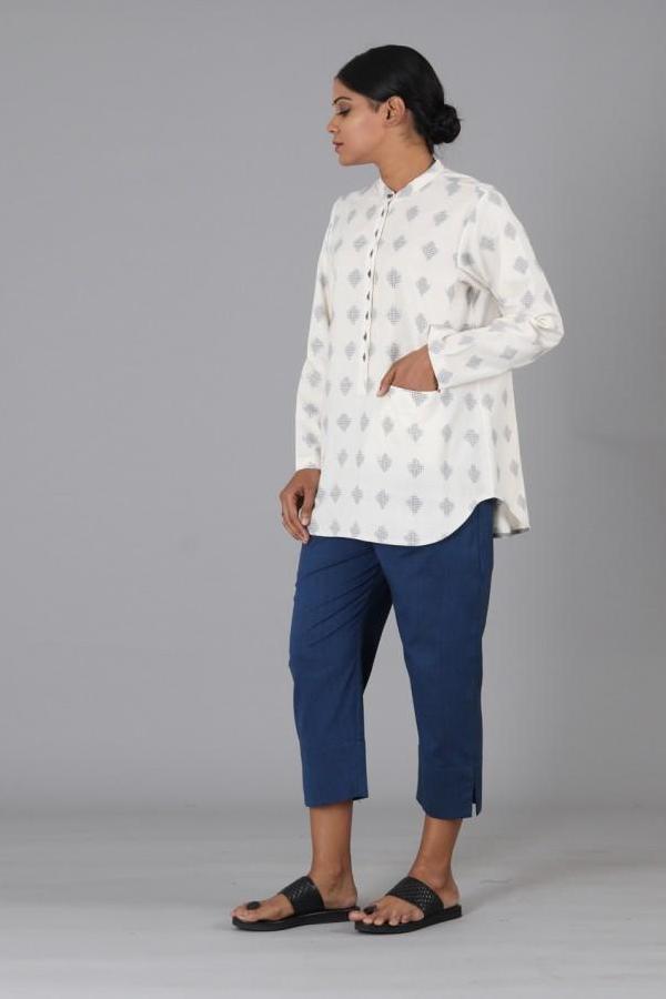 White Jali Polka Shirt